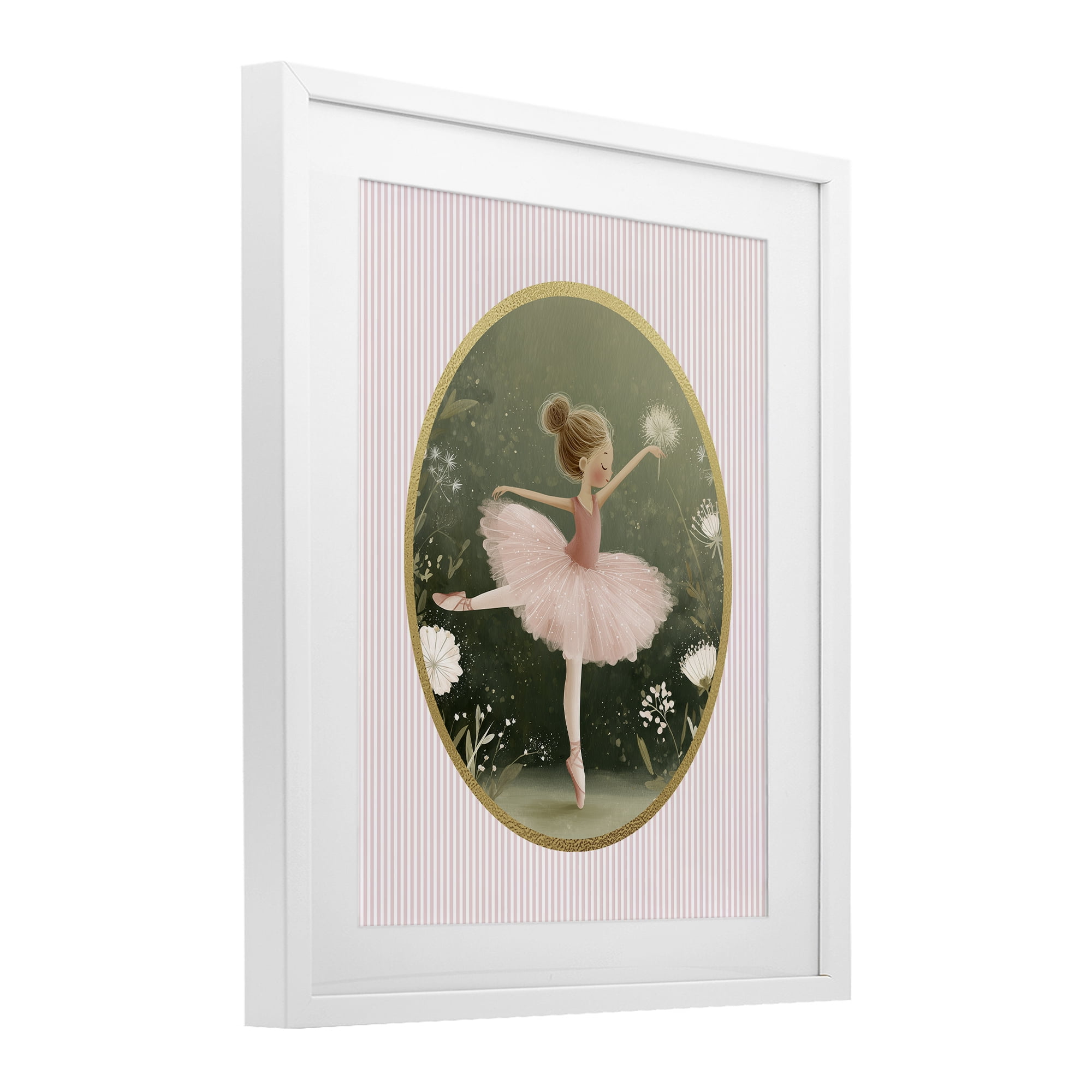 Stupell Industries Green & Pink Ballerina White Framed Print Under Glass, design by Christine Simpson Art