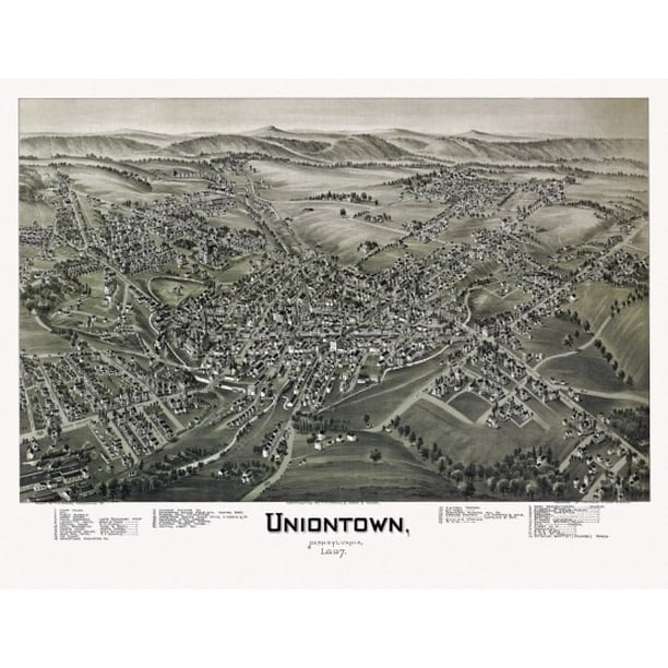Historic Map of Uniontown Pennsylvania 1897 Fayette County Poster Print