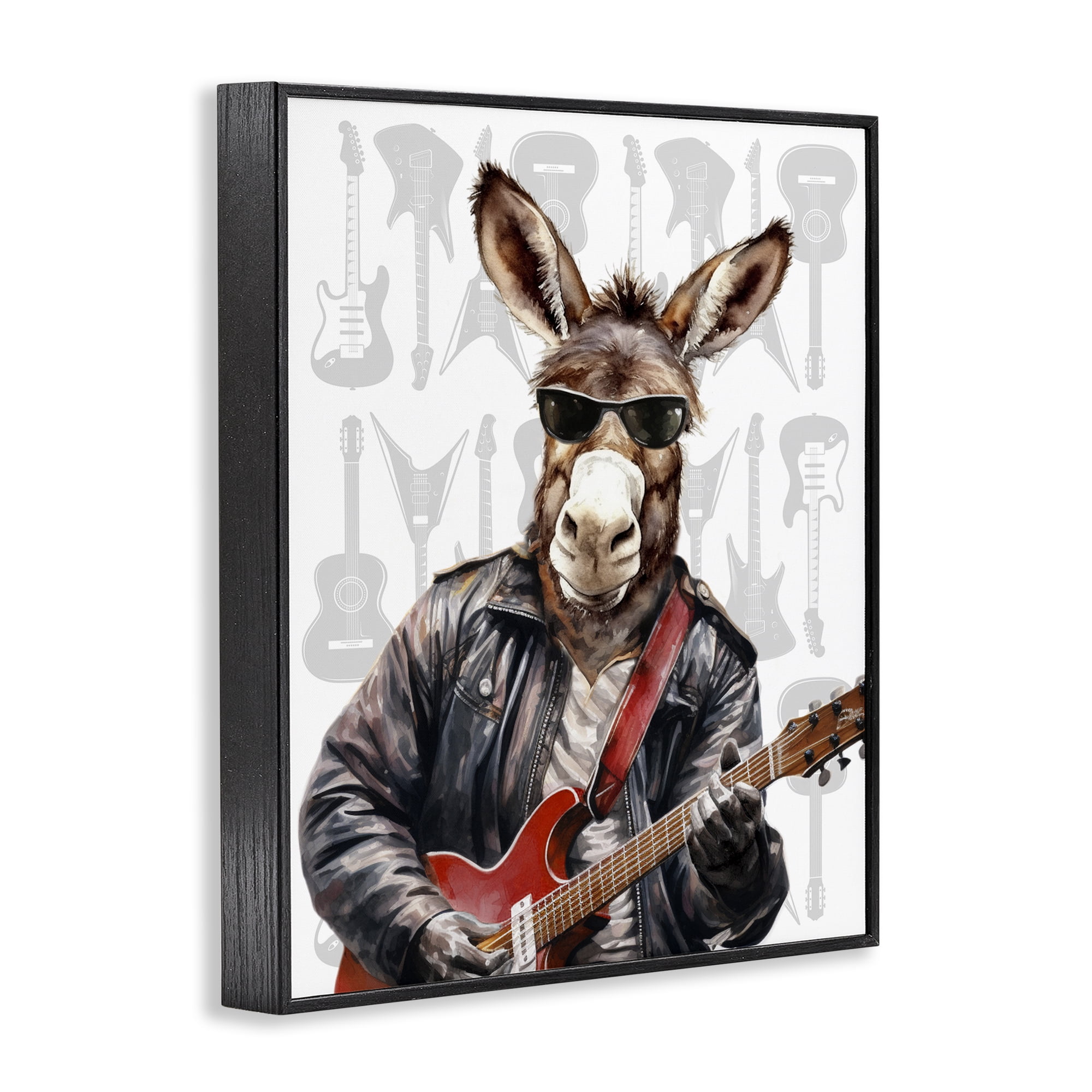 Stupell Industries Performing Musician Donkey Black Framed Giclee Art, design by CAD Designs