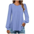 thumbnail image 1 of Womens Long Sleeve Eyelet Tops - Crew Neck, Fall Casual Blouses - Solid Color, Loose Fit, Breathable Fabric - S-XXL Sizes, 1 of 8