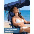 thumbnail image 4 of VicTsing Beach Chair with Canopy Shade, 25'' High Back Folding Camping Chair with Removable Headrest, Cup Holder, Side Pocket, 330 lbs Capacity, 4 of 7