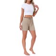 thumbnail image 2 of INSPIRE CHIC Women's Pajama Shors Elastic Waist Jersey Knit Soft Casual Contrast Hem Sleepwear Lounge Bottoms with Pockets S Brown, 2 of 6