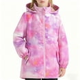 thumbnail image 2 of YunPes Girls Long Fleece Lined Jacket Colorful Pattern Hooded Windproof Warm Coat with Pockets Teen Winter Outdoor Windbreaker, 2 of 8