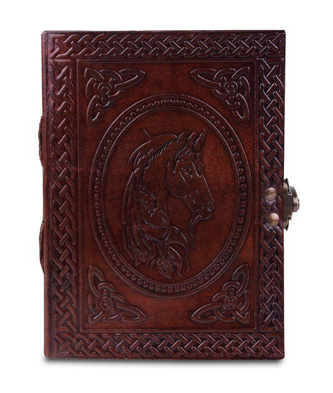 Leather Journal for Men and Women, Handmade Gift Set with Horse Embossed Journal, Vintage and Classic, Notebook, Sketchbook, Planner and Diary (7x5")