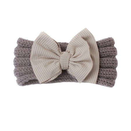 

nsendm Toddler Baby Boys Girls Knitted Color Block Bowknot Hairband Headwear Headband Stuff Hairband Grey One Size
