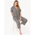 thumbnail image 4 of Joyspun Women's Notch Collar Top and Capris Sleep Set, 2-Piece, Sizes S to 3X, 4 of 5
