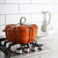 thumbnail image 5 of Pumpkin Cocotte Dutch Oven, 4QT Enameled Cast Iron Pot with Lid, Non-Stick Halloween Thanksgiving Stew Soup Pot for Stovetop & Oven, Gift & Decor for 3-5 People, 5 of 6