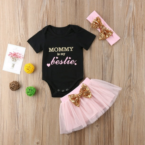 Tenue Pour Bébé Fille De 6 Mois, Ensemble Tutu Rose Et Or, Cadeau