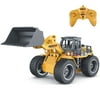 Caiman 1/18 Metal Shovel Remote Control Tractors Toys for Kids, 4WD Kids RC Loaders Construction Vehicles with Lights