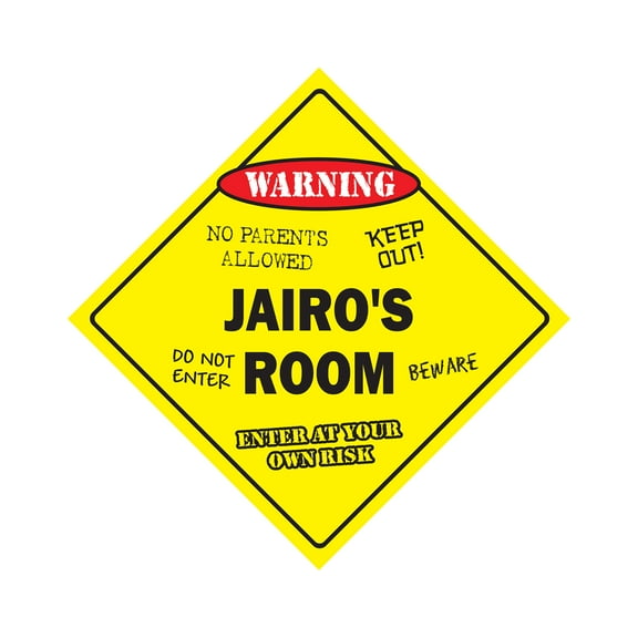 Jairo's Room Sign Crossing Zone Xing | Indoor/Outdoor | 12" Tall kids bedroom decor door children's name boy girl