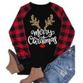 thumbnail image 5 of Fiaer Christmas Wome Plaid Long Sleeve T Shirts Cute Graphic Crew Neck Loose Fit Trendy Plus Size Casual Xmas Tops Black XL, 5 of 6