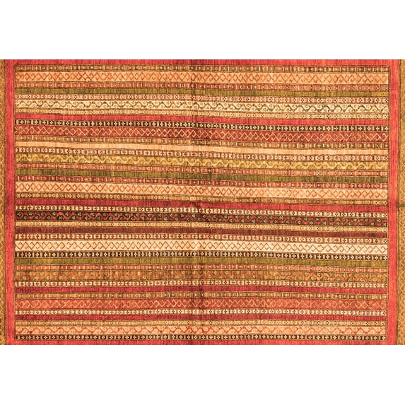 Ahgly Company Indoor Rectangle Abstract Orange Modern Area Rugs, 6' x 9'