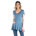 thumbnail image 3 of 24seven Comfort Apparel Maternity V Neck Short Sleeve Swing Tunic Top, 3 of 4