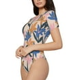 thumbnail image 2 of Naloa Lilies Flowers Women's Short-Sleeved Onesie, One-Piece Swimsuit for Parties, dates, clubs - Large, 2 of 9