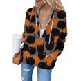 thumbnail image 1 of Chandail en Molleton Chat Citrouille Pull Col Rond Halloween pour Femmes Manches Longues Décontracté Ample, 1 of 6