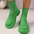 thumbnail image 6 of hopeusnice Round Toe Knit Ankle Boots Women Breathable Chunky Boots for Street Style Green 36, 6 of 8