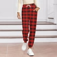 thumbnail image 6 of Lounge Pants for Women with Pockets Drawstring Elastic Waist Casual Cotton Jogger Sweatpants Soft Pajama Bottoms (XL, Red|Plaid), 6 of 7