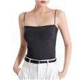 thumbnail image 4 of DDAPJ pyju Built in Bra Tank Tops for Women Cotton Padded Sports Tank Top Spaghetti Strap Camisole Sleeveless Cami Shirt Prime Sales Dark Gray M, 4 of 10
