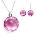 thumbnail image 1 of Juego de aretes y cadena ZVEZDA con dije corte Classic plata mexicana ley .925 Rosa, 1 of 5
