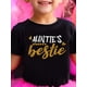 thumbnail image 1 of Auntie's Bestie" Graphic Cotton Tee for Girls - Cute Round Neck, Short Sleeve Casual Summer Top, 1 of 6