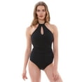 thumbnail image 1 of Freya Womens Remix Underwire High Neck Swimsuit, 30F, Black, 1 of 2