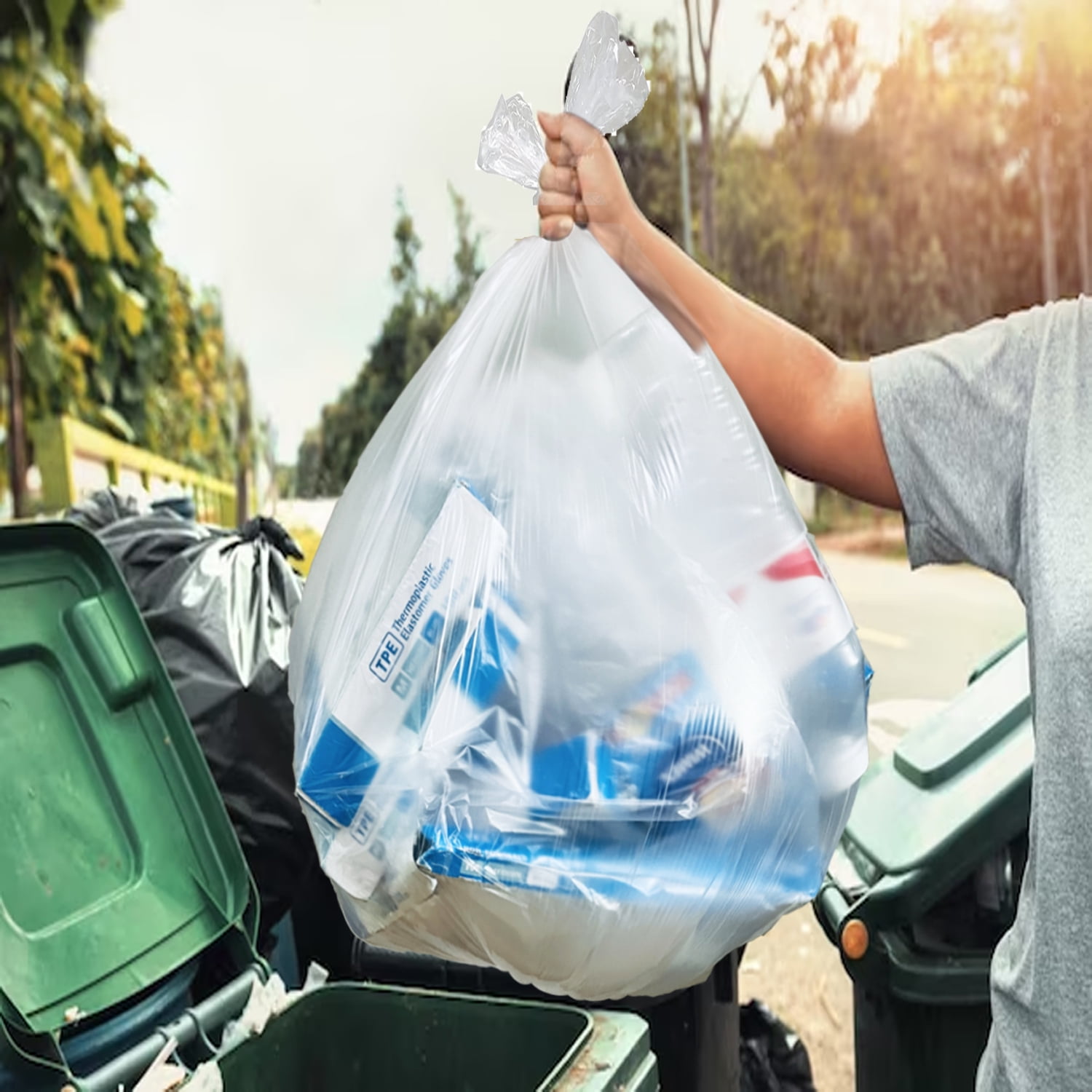BEIDOU-PAC Tall Kitchen Trash Bags 13 Gallon, 250 Count, Unscented Clear Plastic Recycling Bags