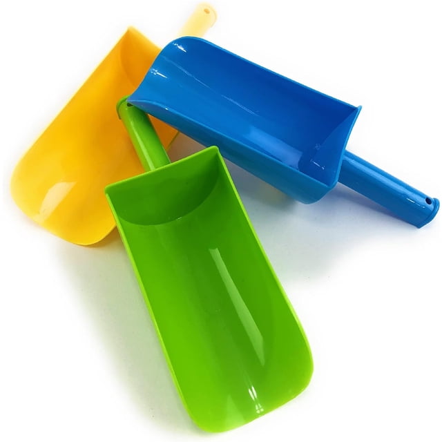 Palas de playa para niños, juego completo de regalo de plástico resistente para fiestas, 3 unidades (azul, verde y amarillo)