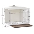 thumbnail image 5 of Wooden Dog Cage Crate, Seizeen 34" Length End Table with Wide Tabletop, Dog House Cage with Lockable Door & Movable Salver for Indoor/Outdoor, Modern Home Furniture, White, L0016, 5 of 10