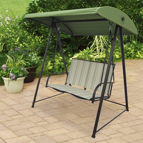 Mainstays Stripe Sling Outdoor Swing, Green, Seats 2
