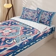 thumbnail image 3 of jejeloiu Boho Mandala Zipper Twin Comforter Sets with Fitted Sheet and 2 Pillowcases For Men Women,Geometric Pattern Zipper Bedding Set,Blue Pink White,Reversible,4 Pieces, 3 of 7