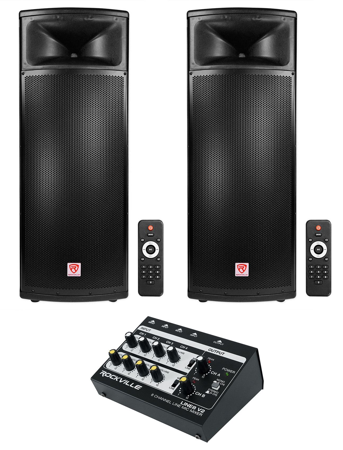 2 Rockville BPA225 Dual 15 Powered 1500w DJ PA Speakers W Bluetooth 2 Rockville BPA225 Dual 15 Powered 1500w DJ PA Speakers W Bluetooth
