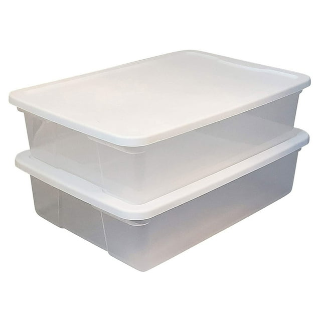 Homz Contenant de Rangement en Plastique Transparent à Verrouillage par Pression de 28 Qt avec Couvercle Sécurisé, Lot de 2
