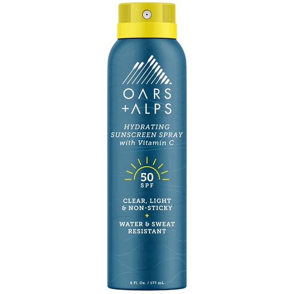 Oars Alps Hydrating Antioxidant Sunscreen Spray, SPF 50, Summer Splash Scent, 6 Oz