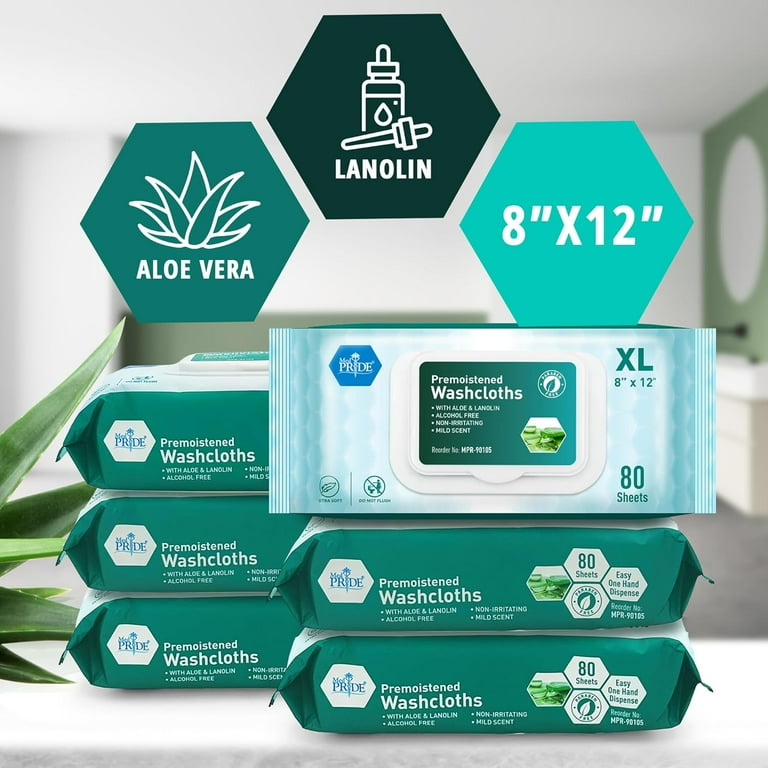 MED PRIDE Wipes for Adults – XL 8x12 Body Wipes for Adults with
