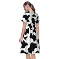 thumbnail image 2 of Horeoi Milk Cow Print Women's Short Sleeve Dress Breathable Polyester-Spandex All-Over Print A-Line Side Pockets Elastic Waist, 2 of 6