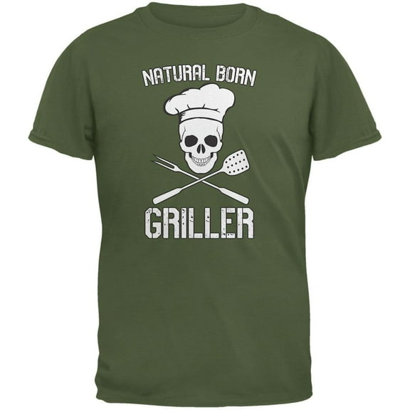 Natural Born Griller Military Green Adult T-Shirt - 2X-Large