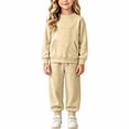 thumbnail image 5 of XAOFW Girl Outfits Long Sleeve Solid Color Sweatshirt Jogger Sweatpants Little Girls Fall Winter Cozy Clothes Sets 10-11 Years, 5 of 9