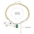 thumbnail image 5 of Elegant Green Zircon Pendant Choker Necklace Ornament for Women Featuring Golden Chains and Imitation Pearls Accent, 5 of 11