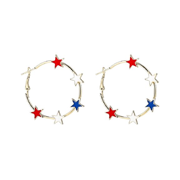 BNNG Cute Student Earrings July 4th American Independence Day Creative Five Pointed Star Red Blue And White Flag Earrings Fashionable Flag Jewelry For Women As Gifts