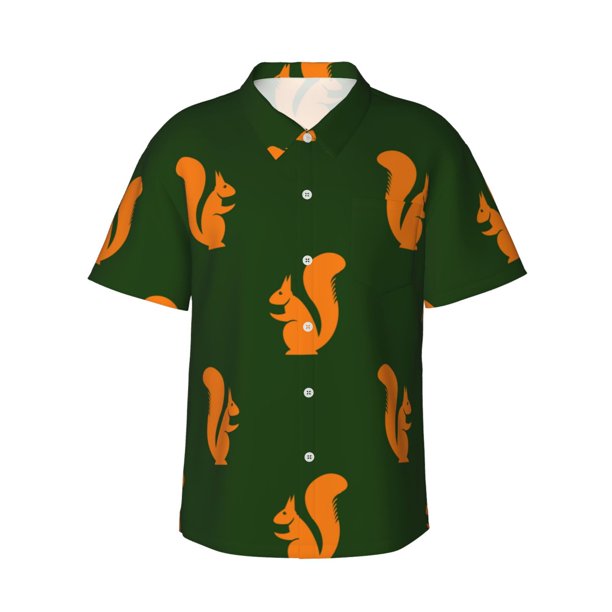 Balery Bold Squirrel Silhouettes Camisas hawaianas de manga corta para hombre, camisas playeras de corte holgado, camisas de vacaciones con botones,Small