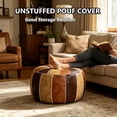 thumbnail image 6 of Unstuffed Moroccan Storage Pouf Foot Stool Ottoman Seat Handmade Faux Leather Bean Bag Floor Chair Foot Rest for Living Room, Bedroom or Balcony (Multi Color), 6 of 8