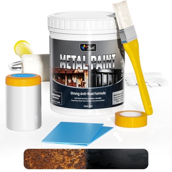 DWIL All-in-One Metallic Paint for Metal, Water Based Rust Resistant Finish for Doors, Furniture, Fences & Railings, Indoor & Outdoor, 16 oz Black