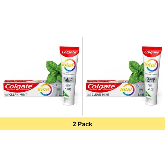 Colgate Total Active Prevention Clean Mint Toothpaste, 5.1 oz - 2 Pack