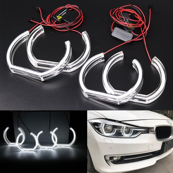 White LED Angel Eye Halo Rings For BMW F30 3 Series Halogen Headlights 120 128mm