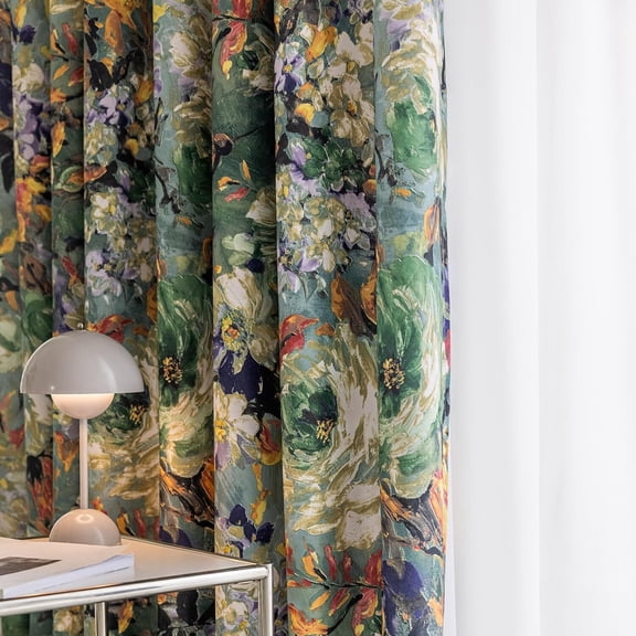 Floral Curtains for Bedroom Pattern Dark Green Vintage Painting Flower 84 inches Long Blackout Window Drapes Room Darkening for Living Room 2 Panels 52x84in