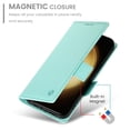thumbnail image 6 of For Samsung Galaxy S23 5G Wallet Case Flip Card Holder,PU Leather Side Buckle Magnetic Frosted Women Men Cover,Green,For Galaxy S23 (5G), 6 of 7