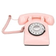 thumbnail image 2 of CUITING Retro Rotary Telephone Corded Old Fashioned Vintage Home Phone with Mechanical Ringer and Speaker Function Pink, 2 of 8