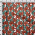 thumbnail image 3 of oneOone Velvet Rust Fabric Leaves & Flower Sewing Material Print Fabric By The Yard 58 Inch Wide, 3 of 5
