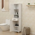 thumbnail image 2 of ONSMO Bathroom Storage Cabinet, White Cabinet, Double Door Narrow Height Slim Floor Standing Cabinet, 2 of 8