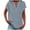Blue, variant on Womens Summer Tops Plus Size Solid Button Shirt Henly Neck Loose T-shirt Short Sleeve Casual Blouse